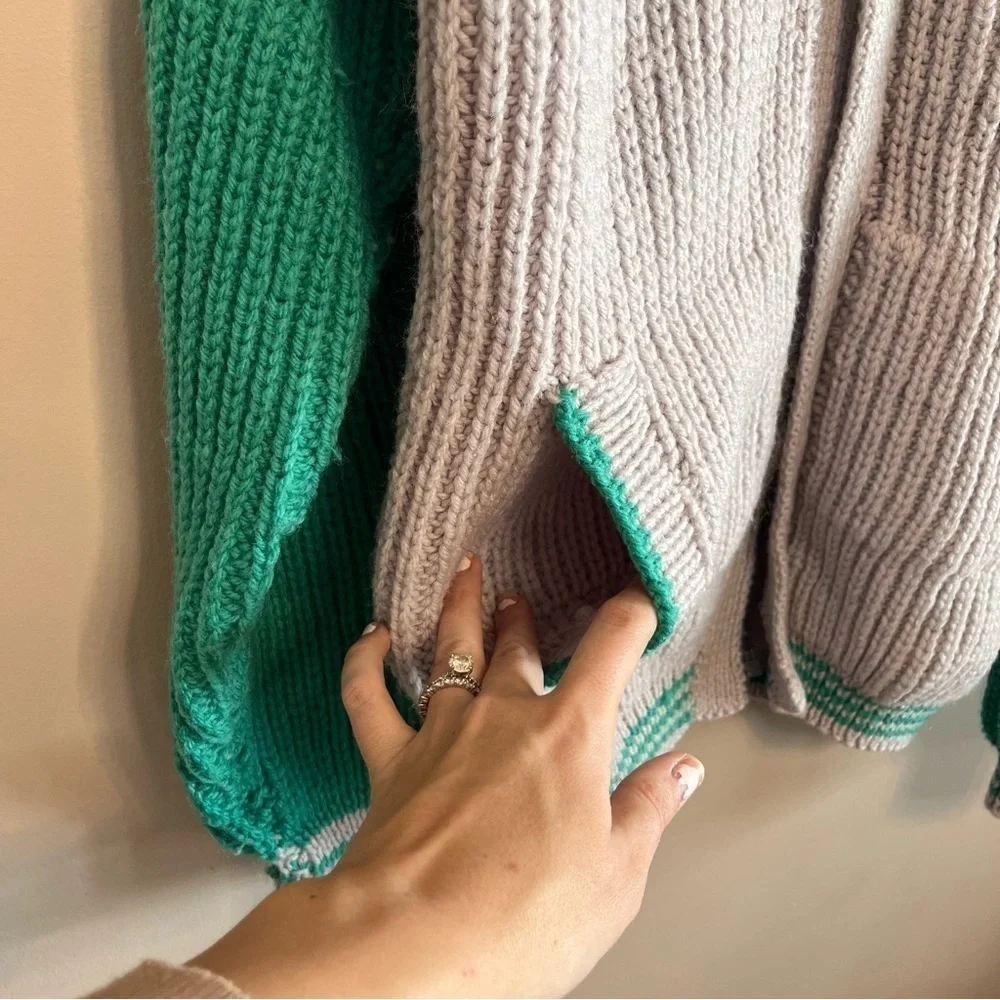 Handknit Chunky Oversized Varsity Sweater Women’s M/L - Picture 4 of 6